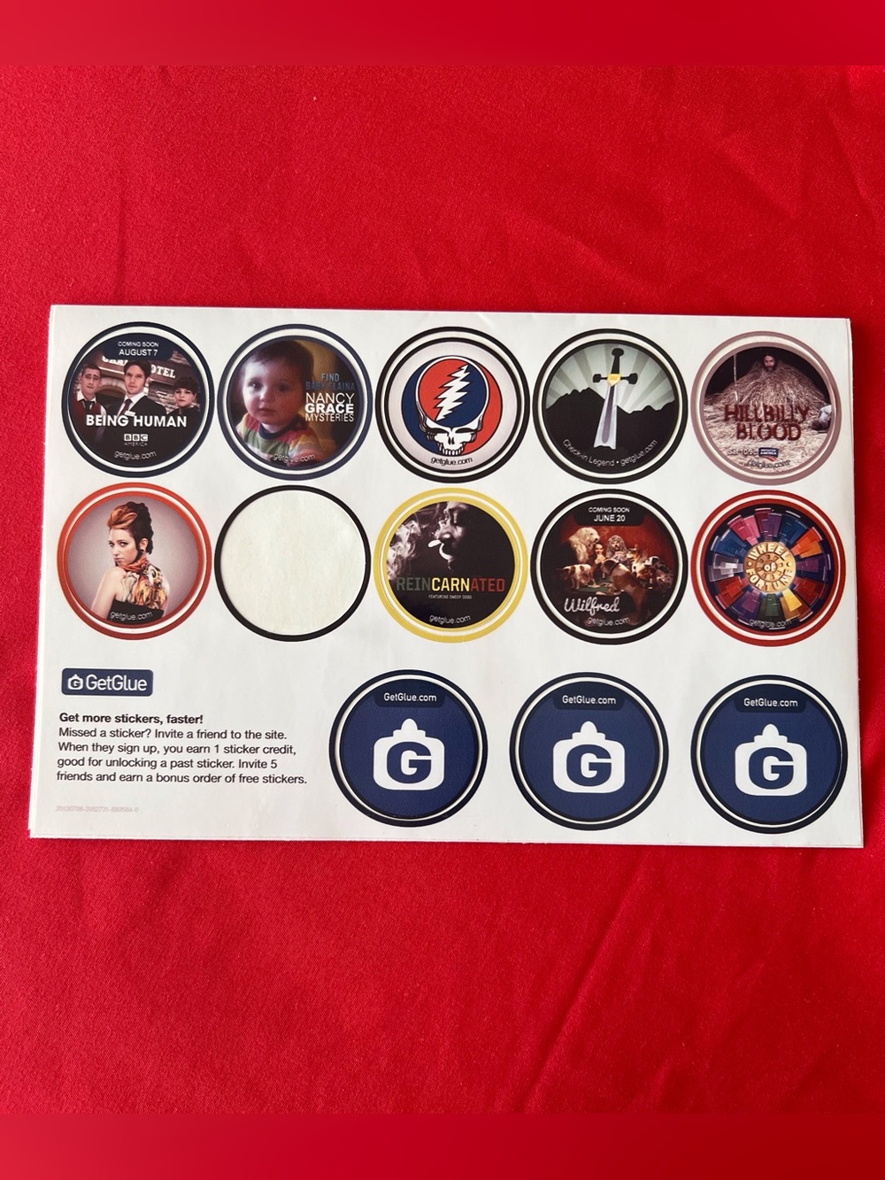 GetGlue Promo Stickers Lot TV Movie Pop Culture Grateful Dead Walking Dead Rare